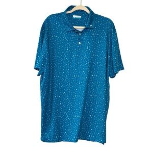 Fore Fathers Polo Shirt Mens Size XXL Golf Performance Blue Pattern Beer Brewing